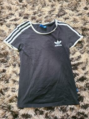 Adidas Originals Black 3-Stripe Trefoil Ringer Tee XS